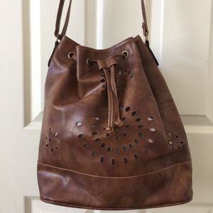 Boho crossbody bucket bag